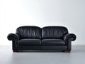 Zweisitzer Sofa mit Kunstlederbezug 190 x 90 x 88 cm - Schwarz-Dunkelbraun - Gepolsterte Sitzflächen und gerollte Armlehnen