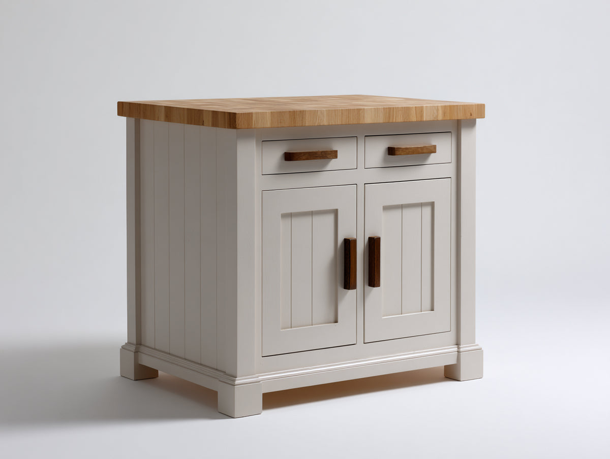 Sideboards 120 x 45 x 85 cm Holz in Weiß mit Holztischplatte zwei Türen zwei Schubladen Modernes Design