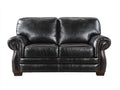 Zweisitzer Sofa mit Kunstlederbezug 175x92x90 cm - Schwarz und Dunkelbraun - Gepolsterte Sitzflächen mit gerollten Armlehnen