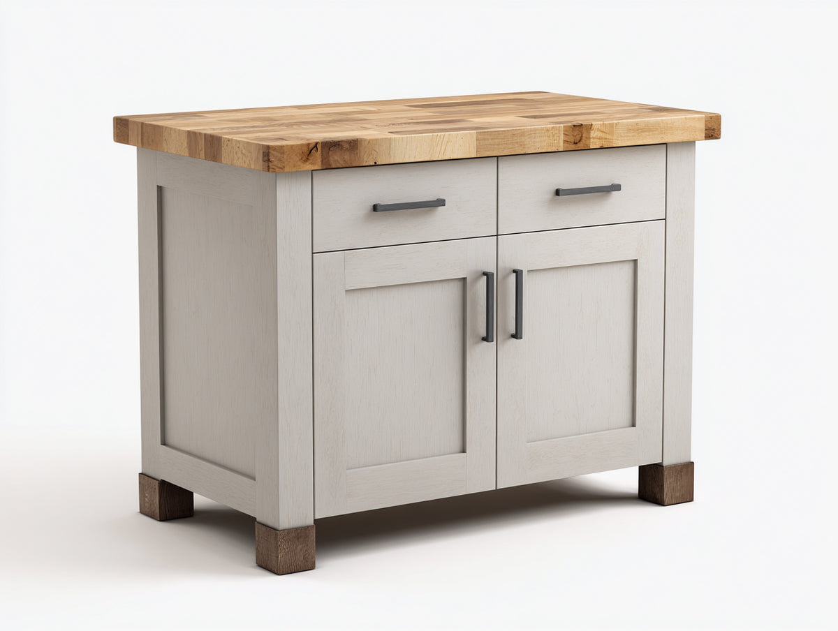 Sideboards aus Holzwerkstoff 105 x 48 x 90 cm - Grau-Naturholz - 2 Türen und 2 Schubladen
