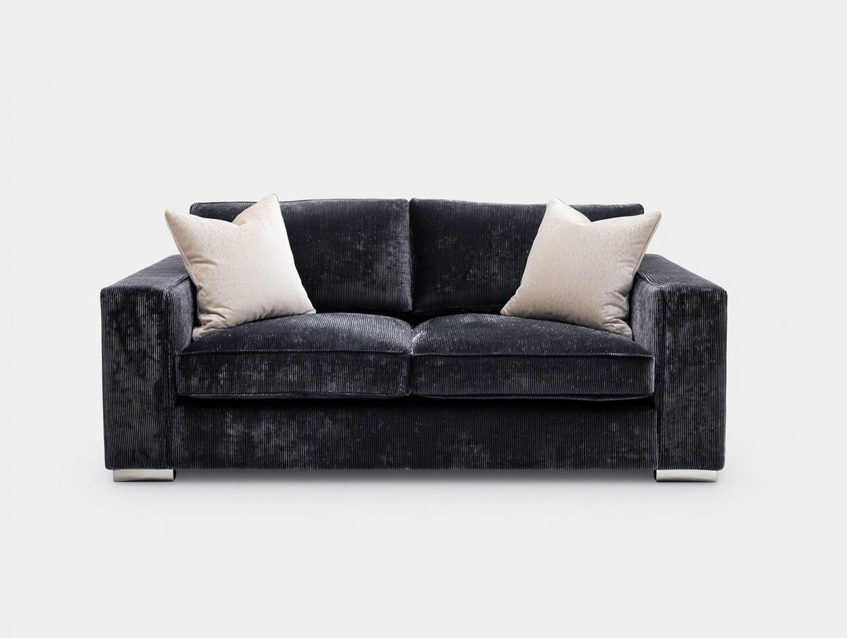 Zweisitzer Sofa aus Cordstoff 185 x 92 x 85 cm - Schwarz - Modernes Design mit breiten Armlehnen