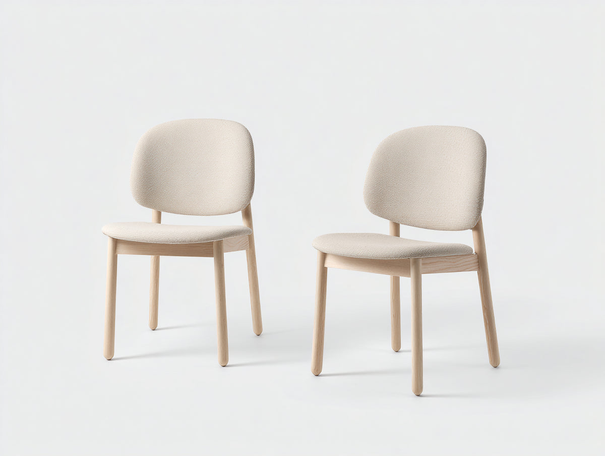 Esszimmerstühle 2er-Set gepolstert 50 x 55 x 84 cm - Creme-Natur - Mit breiter Rückenlehne