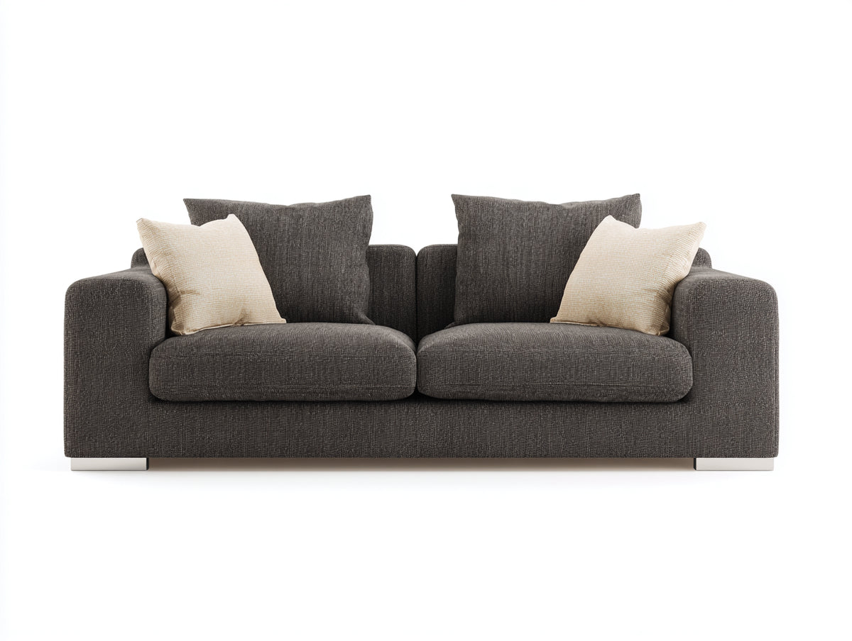 Zweisitzer Sofa mit Stoffbezug 195 x 95 x 86 cm - Dunkelgrau-Silberfarben - Breite Sitzflächen und modernes Design