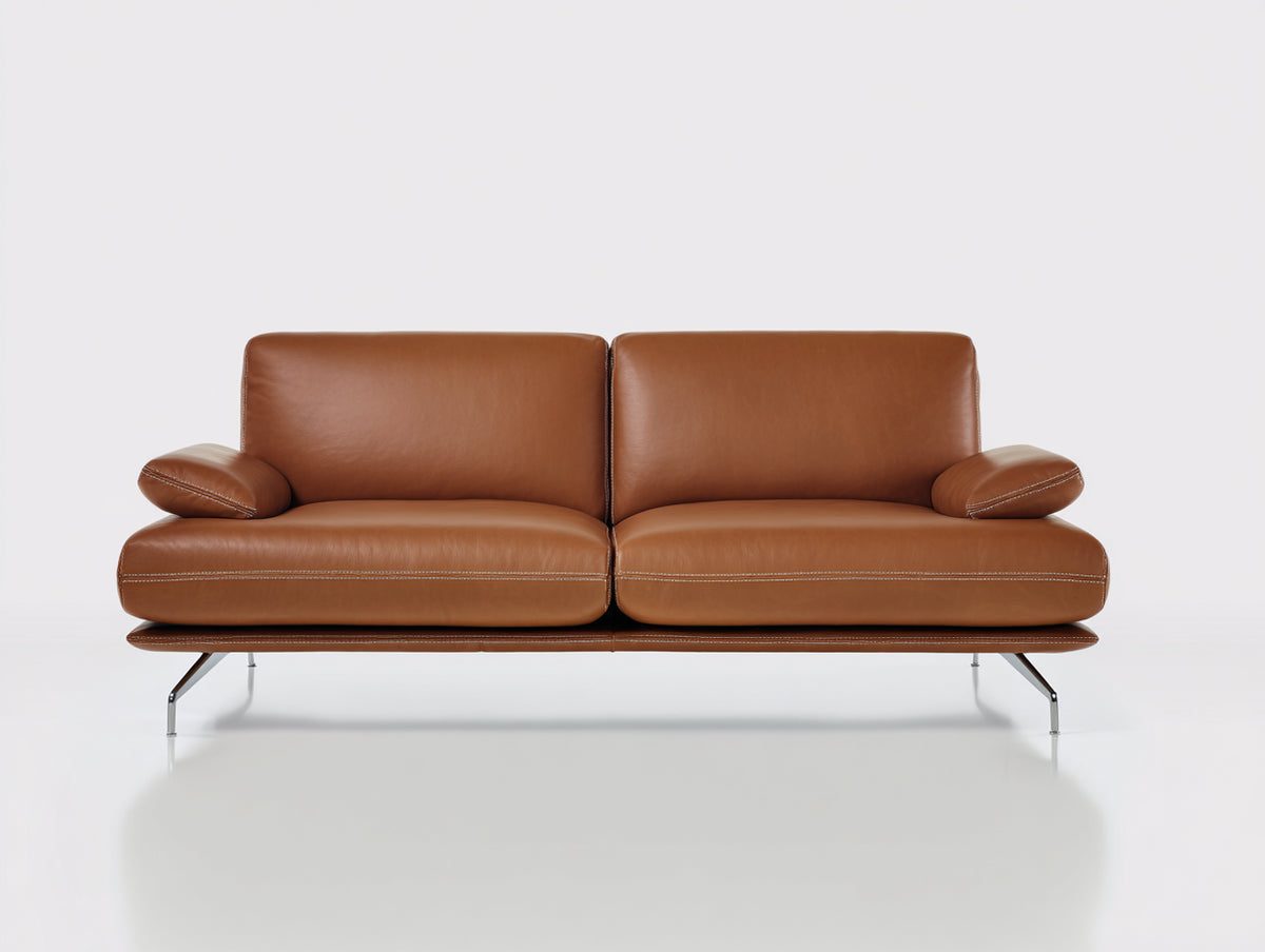 Zweisitzer Sofa in Lederoptik 190 x 90 x 82 cm - Cognac - Modernes Design mit Metallfüßen