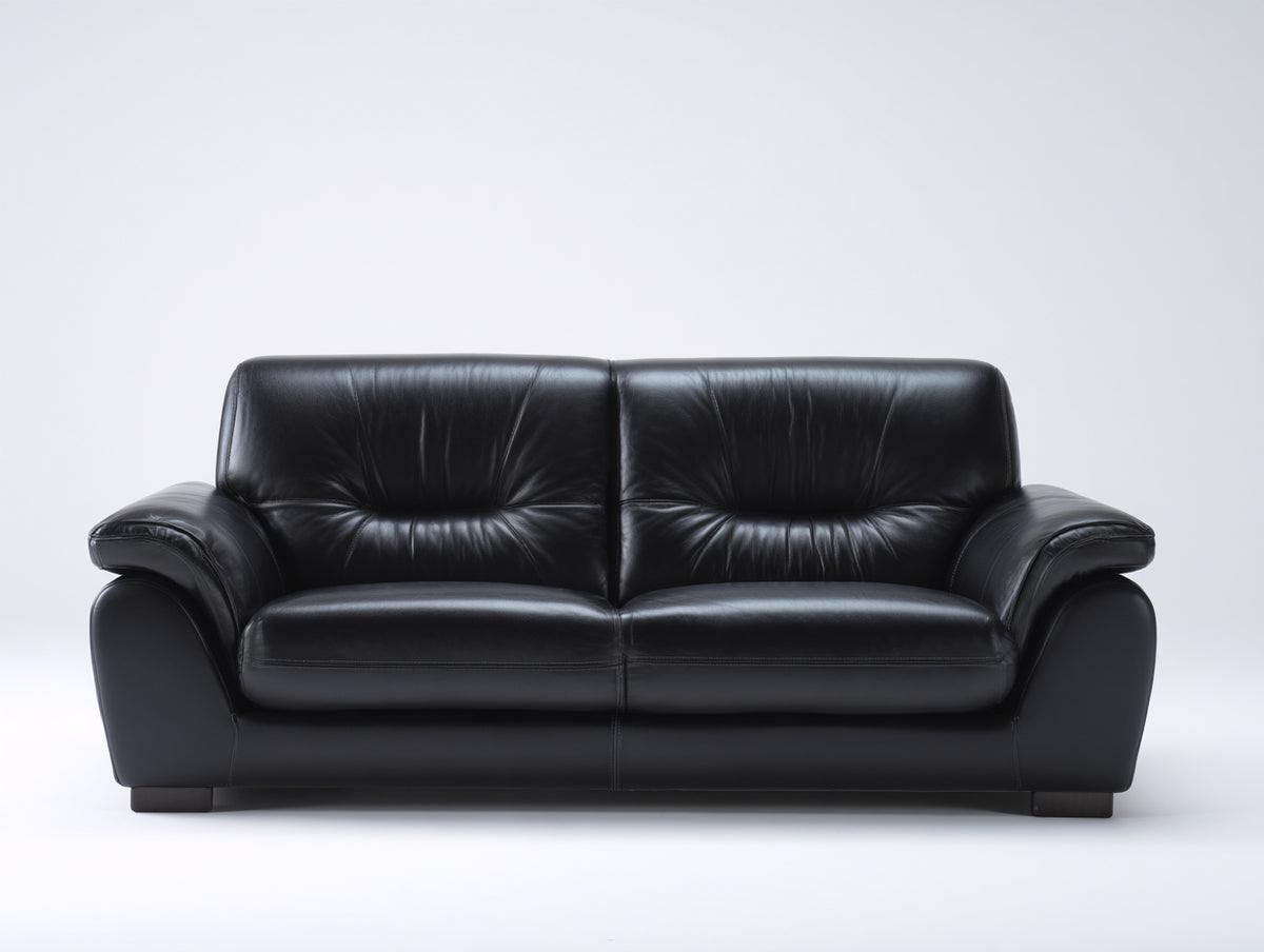 Zweisitzer Sofa mit Kunstlederbezug 185x95x88 cm - Schwarz und Dunkelbraun - Gepolsterte Rückenlehne mit breiten Armlehnen