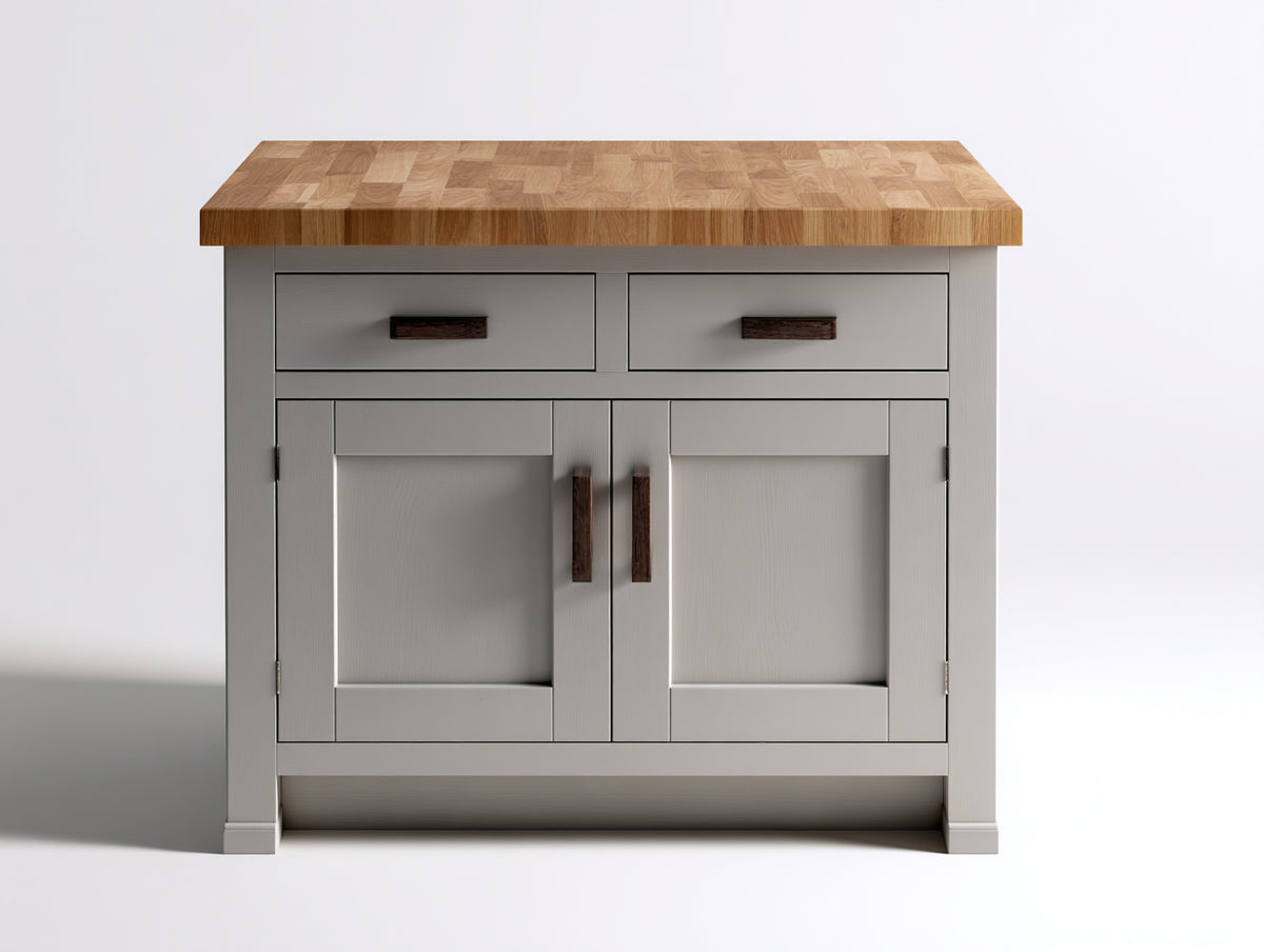 Sideboard aus Holzwerkstoff 95 x 42 x 90 cm - Grau-Naturfarben - Modernes Design mit 2 Türen und 2 Schubladen