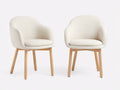 Esszimmerstühle 2er-Set gepolstert 58 x 60 x 82 cm - Creme-Natur - Mit Armlehnen