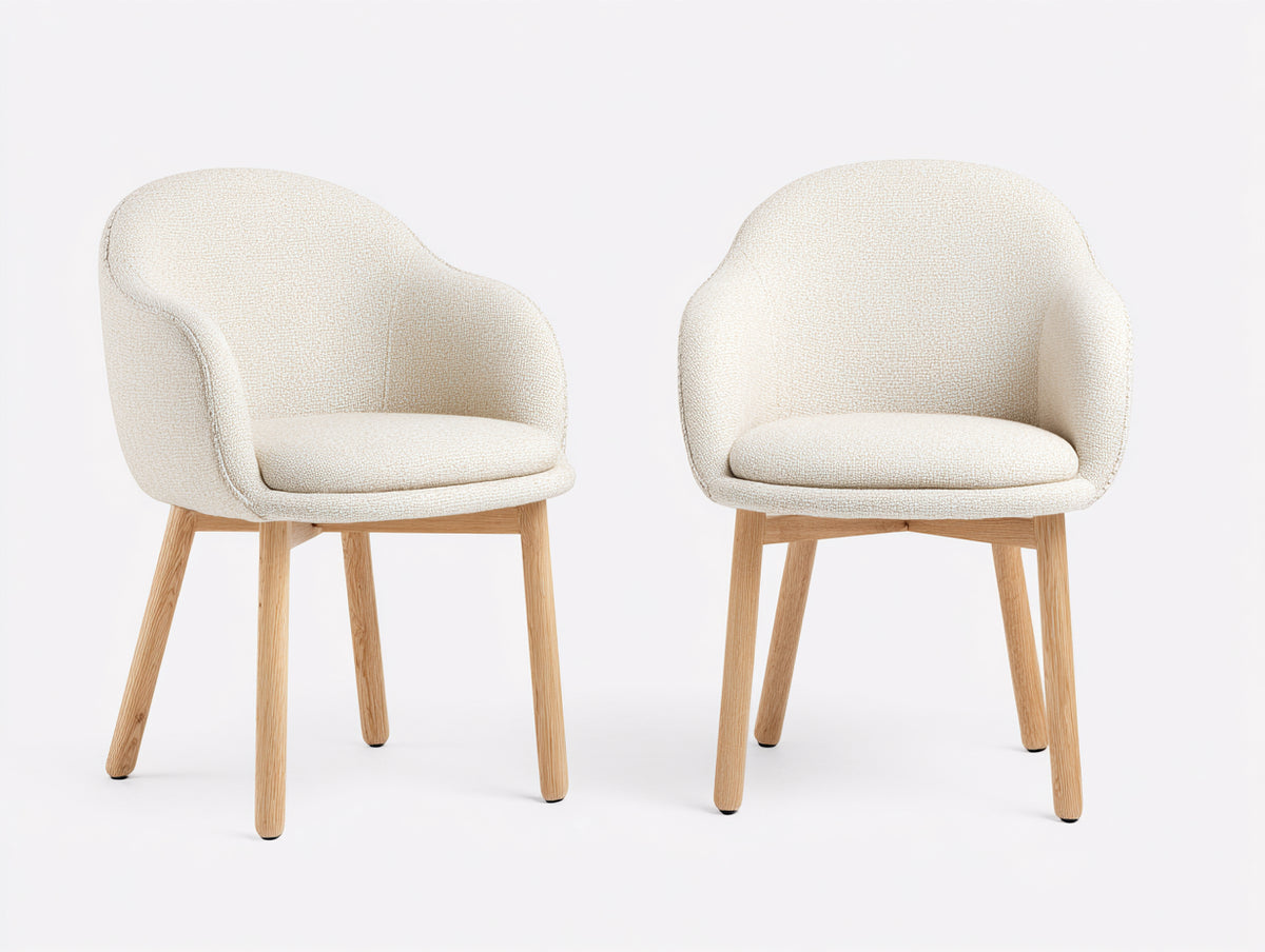 Esszimmerstühle 2er-Set gepolstert 58 x 60 x 82 cm - Creme-Natur - Mit Armlehnen
