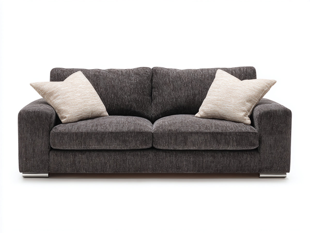 Zweisitzer Sofa aus Strukturstoff 190 x 95 x 88 cm - Dunkelgrau - Modernes Design mit breiten Armlehnen