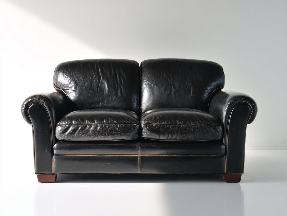 Zweisitzer Sofa 170 x 85 x 80 cm Kunstleder in Schwarz gepolstert klassisches Design für Wohnzimmer