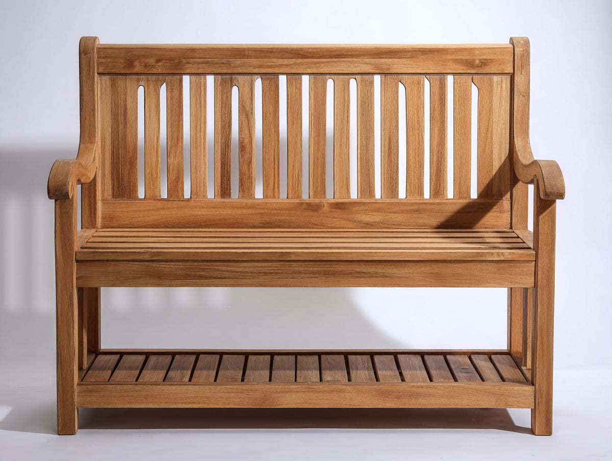 Gartenbank aus Holz 130 x 60 x 105 cm - Natur - Für 2 Personen mit unterer Ablage