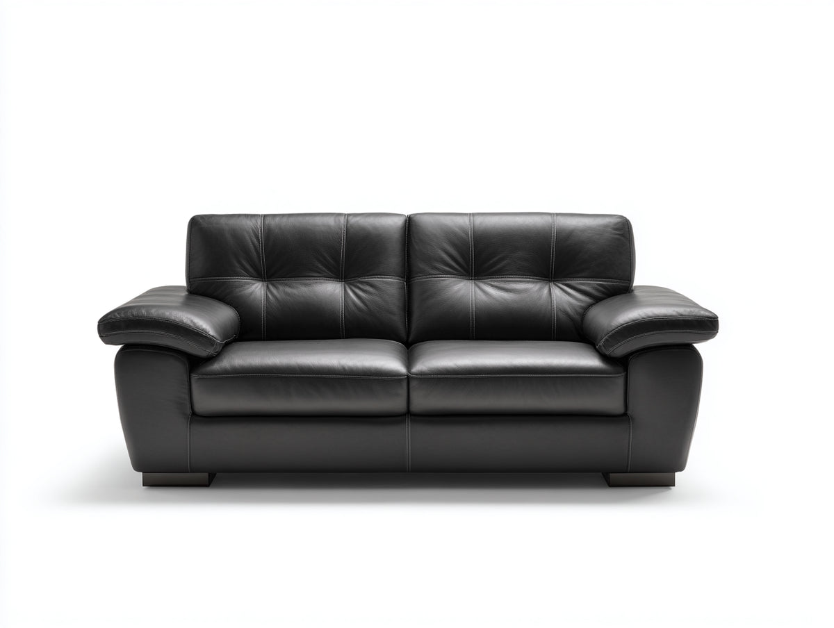 Zweisitzer Sofa 210 x 90 x 85 cm Kunstleder in Schwarz gepolstert modernes Wohnzimmer Design