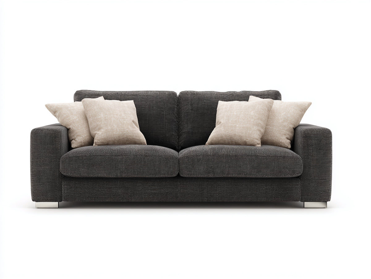 Zweisitzer Sofa mit Stoffbezug 190x92x88 cm - Dunkelgrau und Silberfarben - Breite Armlehnen im modernen Design