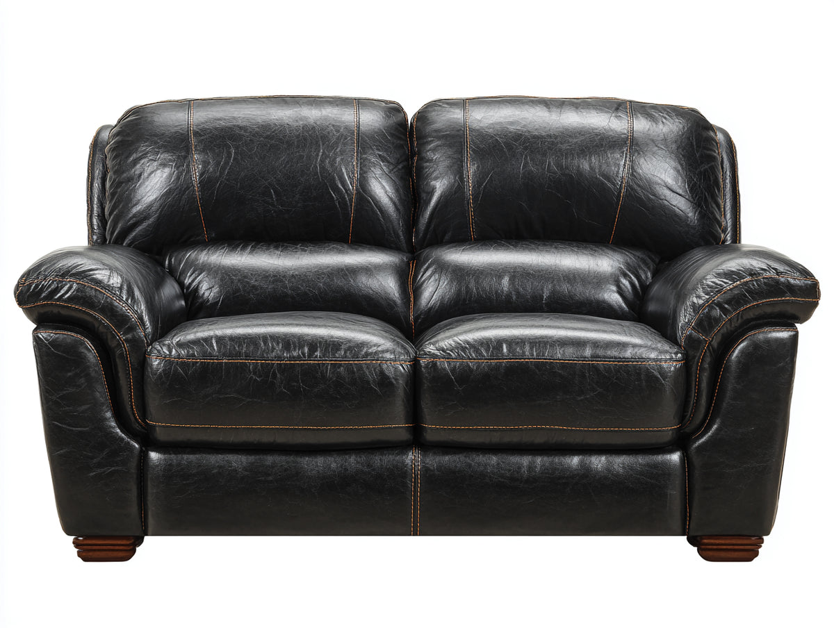 Zweisitzer Sofa mit Kunstlederpolsterung 170 x 95 x 95 cm - Schwarz - Klassisches Design mit Kontrastnähten