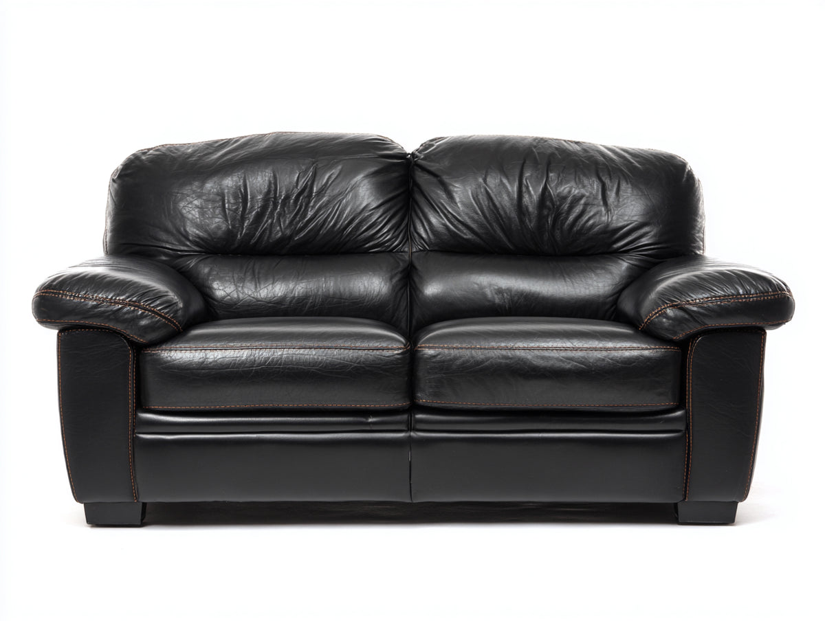 Zweisitzer Sofa 180 x 85 x 80 cm Kunstleder in Schwarz gepolstert modernes Design für Wohnzimmer