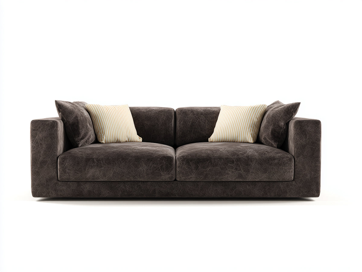 Zweisitzer Sofa mit Stoffpolsterung 200 x 95 x 85 cm - Dunkelbraun - Modernes Design mit breiten Armlehnen