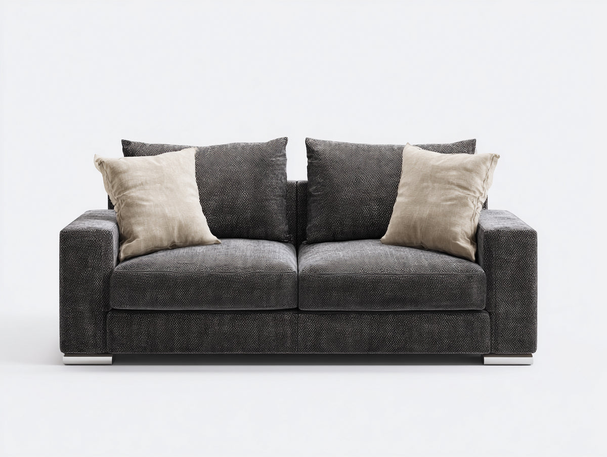 Zweisitzer Sofa 200 x 90 x 85 cm Stoffbezug in Grau gepolstert modernes Design für Wohnzimmer