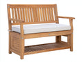 Gartenbank aus Holz 130 x 62 x 105 cm - Natur-Weiß - Für 2 Personen mit unterer Ablage